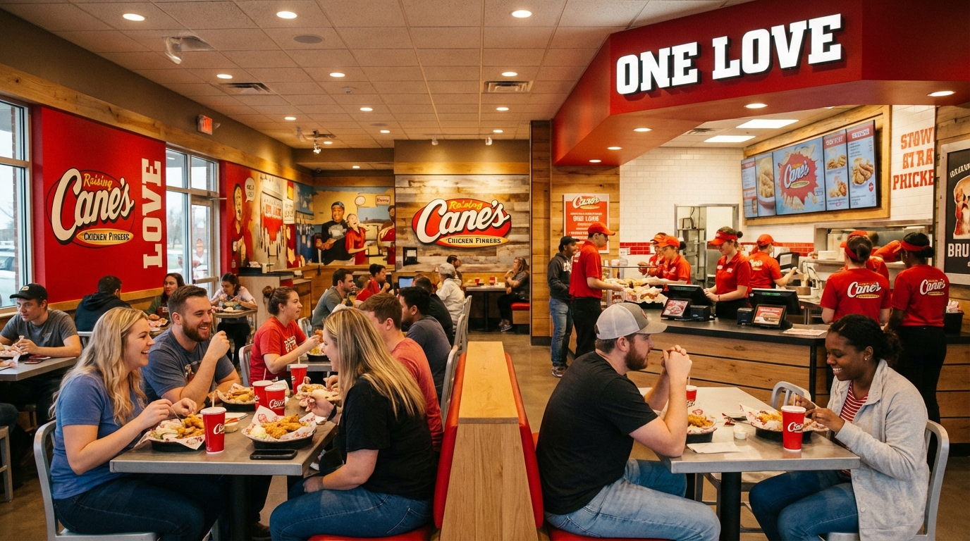 Inside a Raising Cane's restaurant